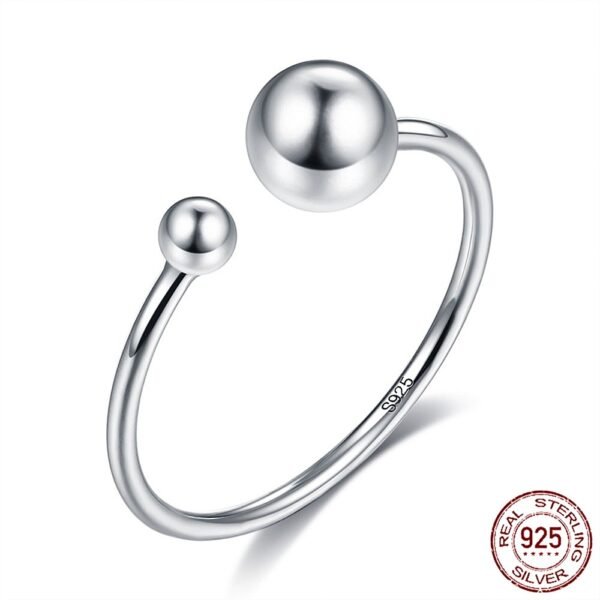 Anillo plata 925 con bolitas bañado en rodio - Imagen 2