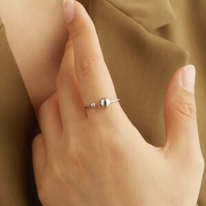 Anillo plata 925 con bolitas bañado en rodio