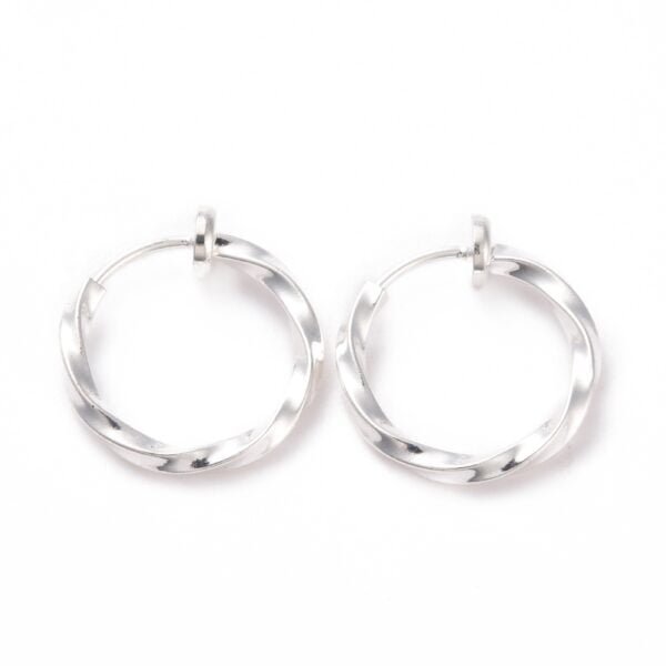 Par aros torzados argollas blancas - Imagen 2