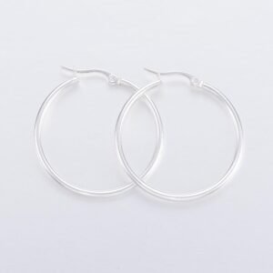 Par de argollas de acero blanco 36mm