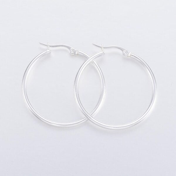Par de argollas de acero blanco 36mm