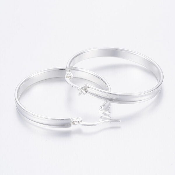 Par de argollas de acero aros blancos 40mm