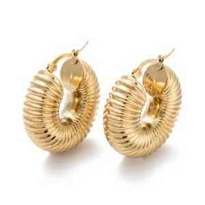 Par de aros argollas gruesas goldfilled oro 24k