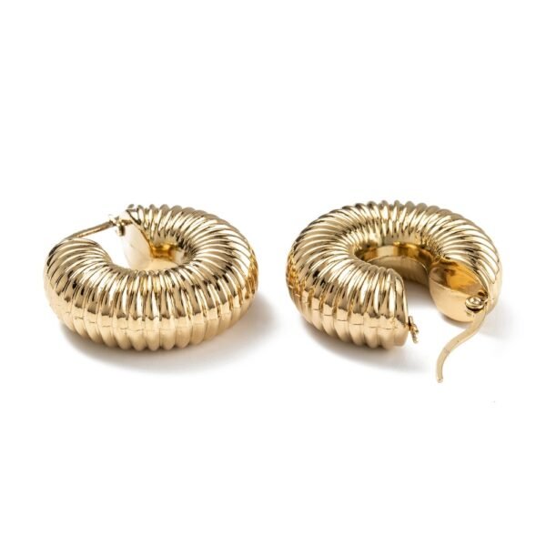 Par de aros argollas gruesas goldfilled oro 24k - Imagen 2