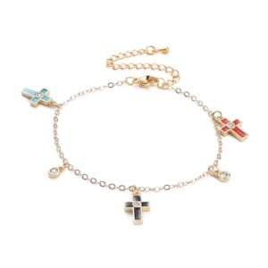 Pulsera con cruces esmaltadas de colores