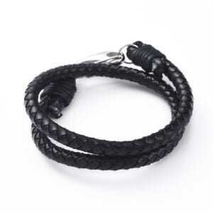 Pulsera envolvente de cuero trenzado