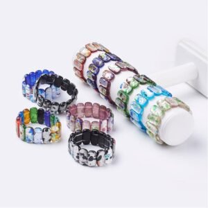 Pulsera elastizada cristal  de murano millefiori