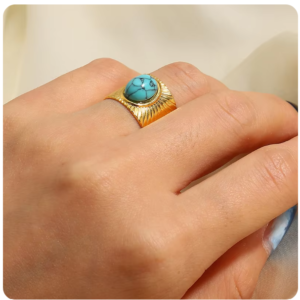 Anillo piedra turquesa (talle 7)