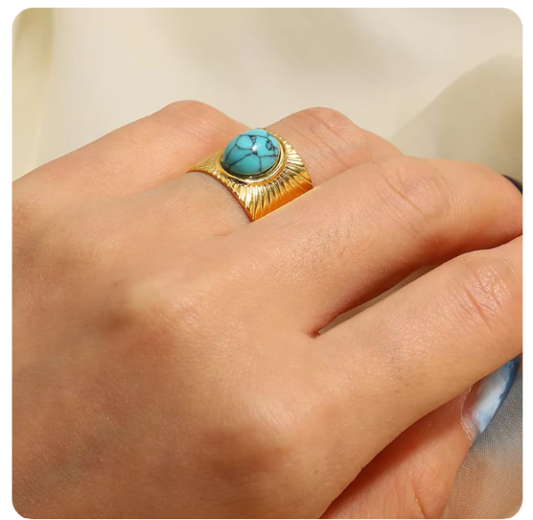 Anillo piedra turquesa (talle 7)