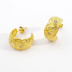 Par de aros argollas gold con circones
