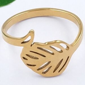 Anillo hoja gold (talle 6)