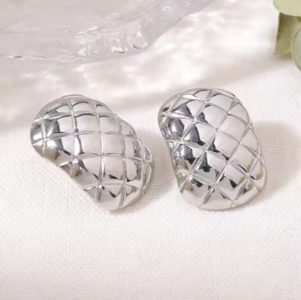 Aros piña plateados - Imagen 2