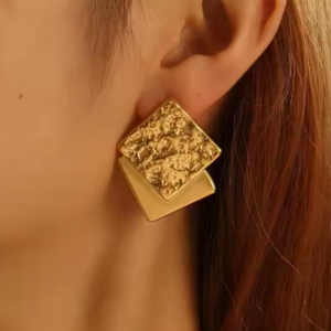 Aros rombos dobles dorados