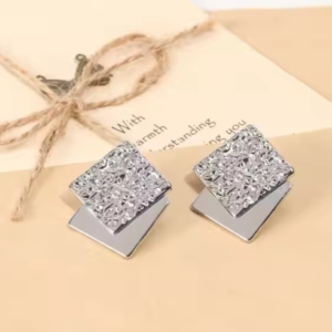 Aros rombos dobles plateados