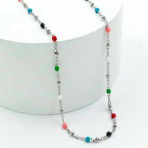 Collar plateado bolitas de colores