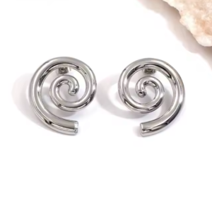 Par de aros espiral plateados