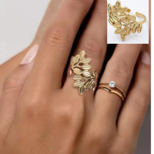 Anillo rama con hojas (talle 7)