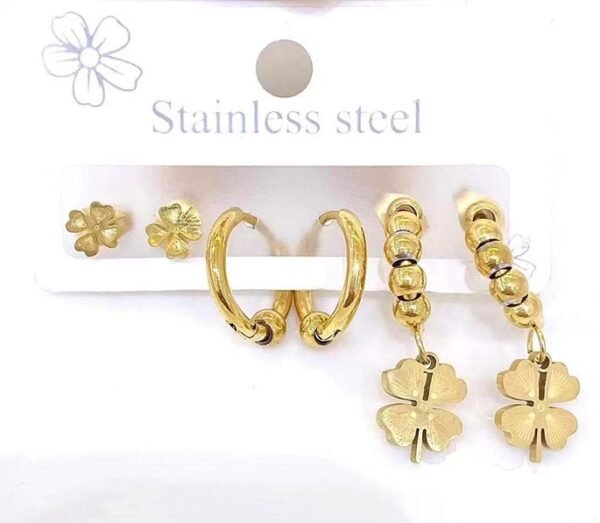 Set 3 pares de aros tréboles