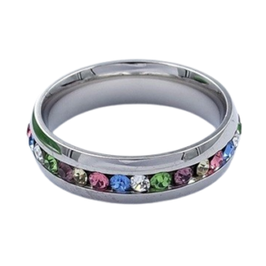 Anillo plateado circones de colores