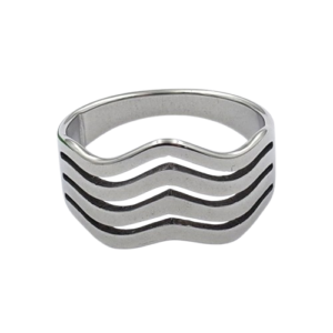 Anillo plateado ondas (talle 6)
