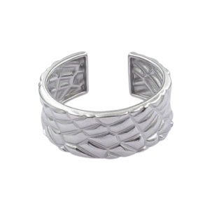 Anillo plateado banda con escamas