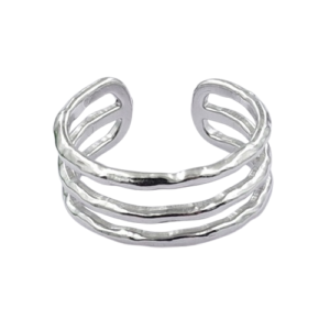 Anillo plateado triple línea