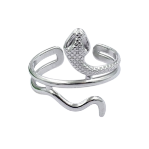 Anillo plateado serpiente