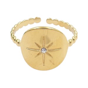 Anillo estrella con circonita (talle 7)