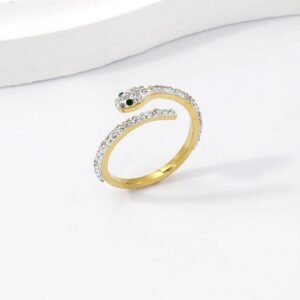 Anillo dorado serpiente con microcircones