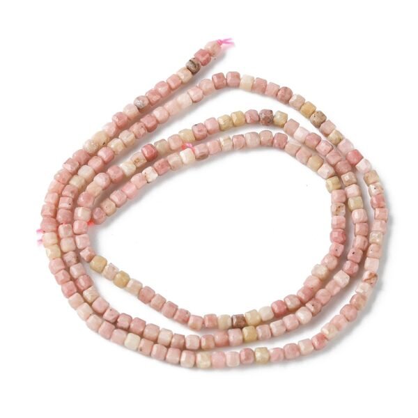 Tira piedra natural rodonita rosa cubo 2,5mm