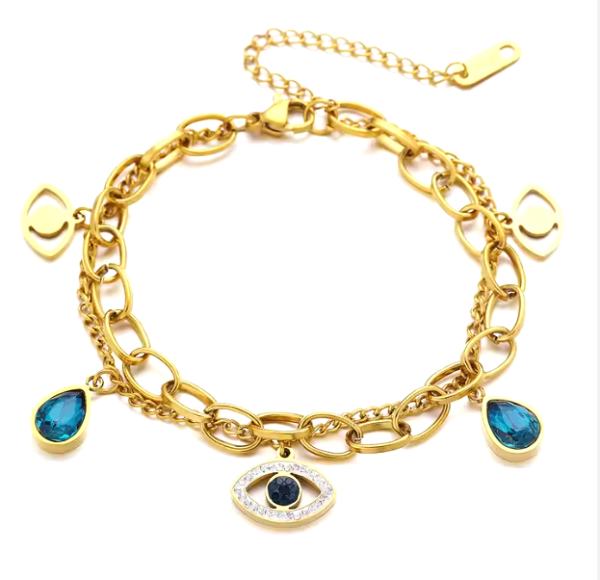 Pulsera doble ojo turco
