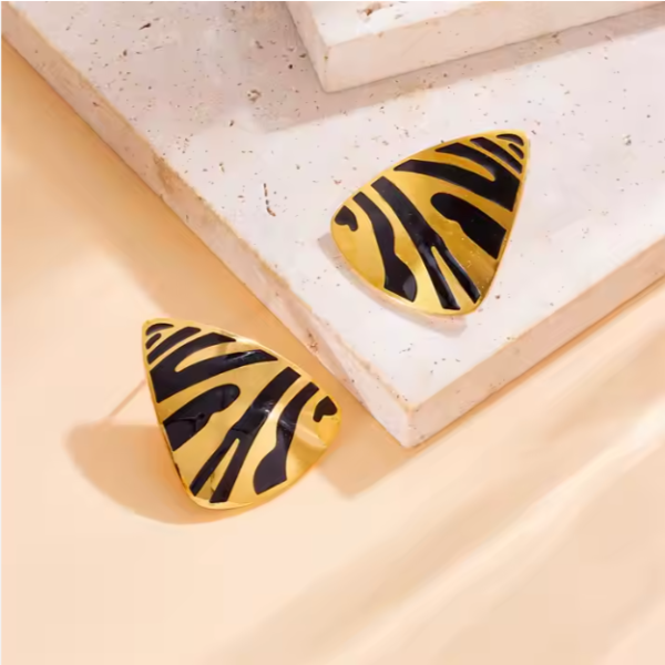 Aros triángulos animal print