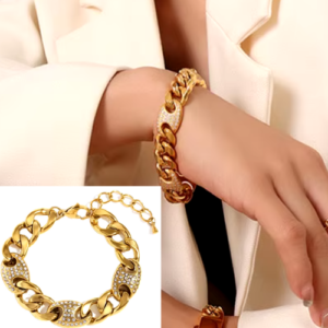 Pulsera fígaro gruesa con circones