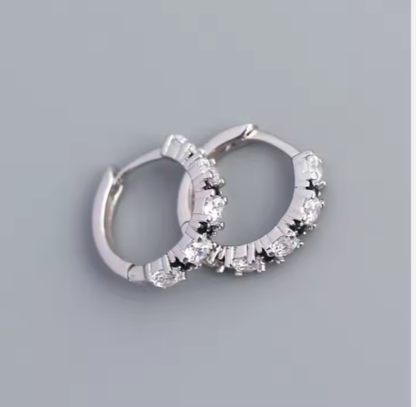 Aros plata 925 zircones negros y blancos