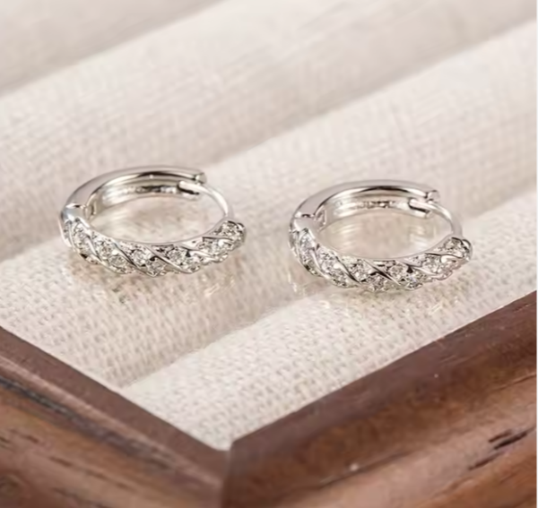Aros plata 925 con rayas y microcircones - Imagen 2