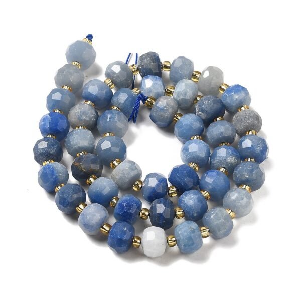 Tira piedra natural aventurina azul rondelle - Imagen 2