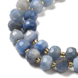 Tira piedra natural aventurina azul rondelle