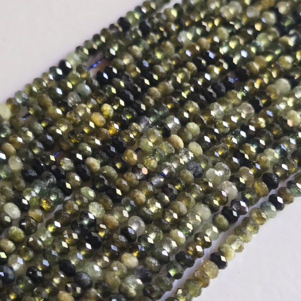 Tira rondelle facetada piedra natural turmalina verde