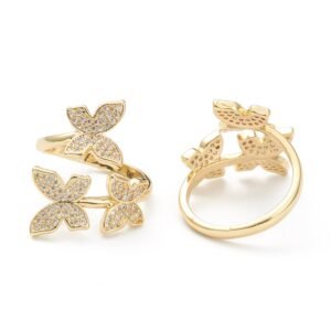 Anillo triple mariposa goldfilled oro 18k