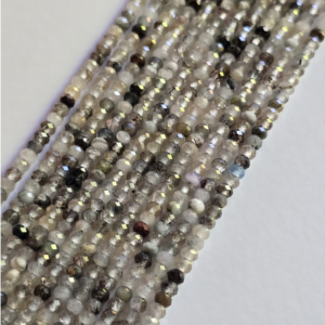 Tira facetada piedra natural cuarzo turmalinado rondelle 3x2mm