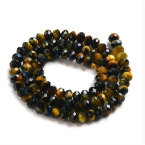 Tira rondelle facetada piedra natural ojo de tigre 4x3mm